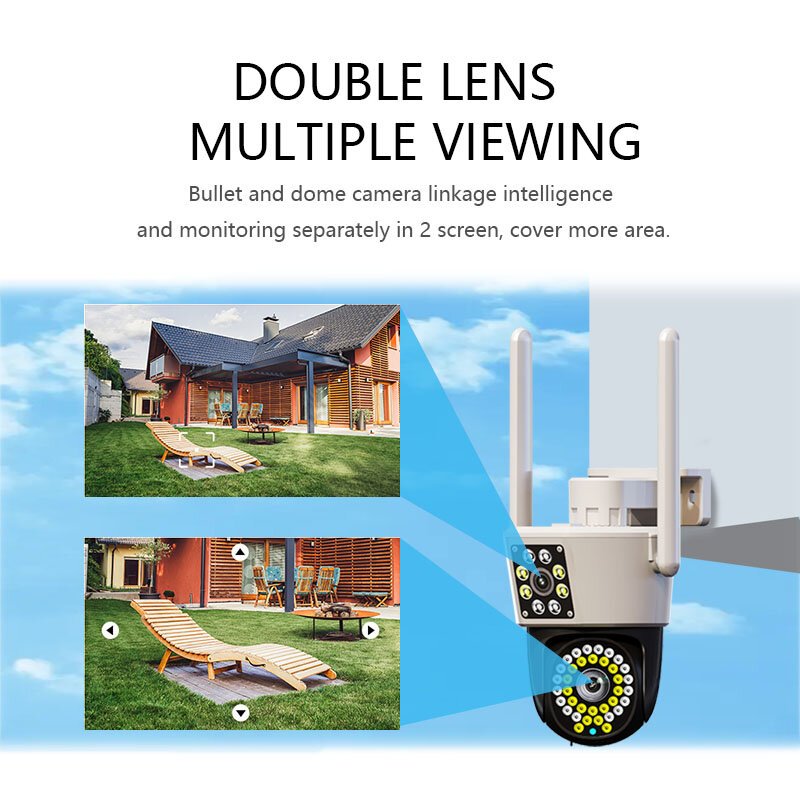 Tuya 2K Hot Sales Outdoor Network Camera Dual Lens PTZ Motion Tracking Security Camera Wifi