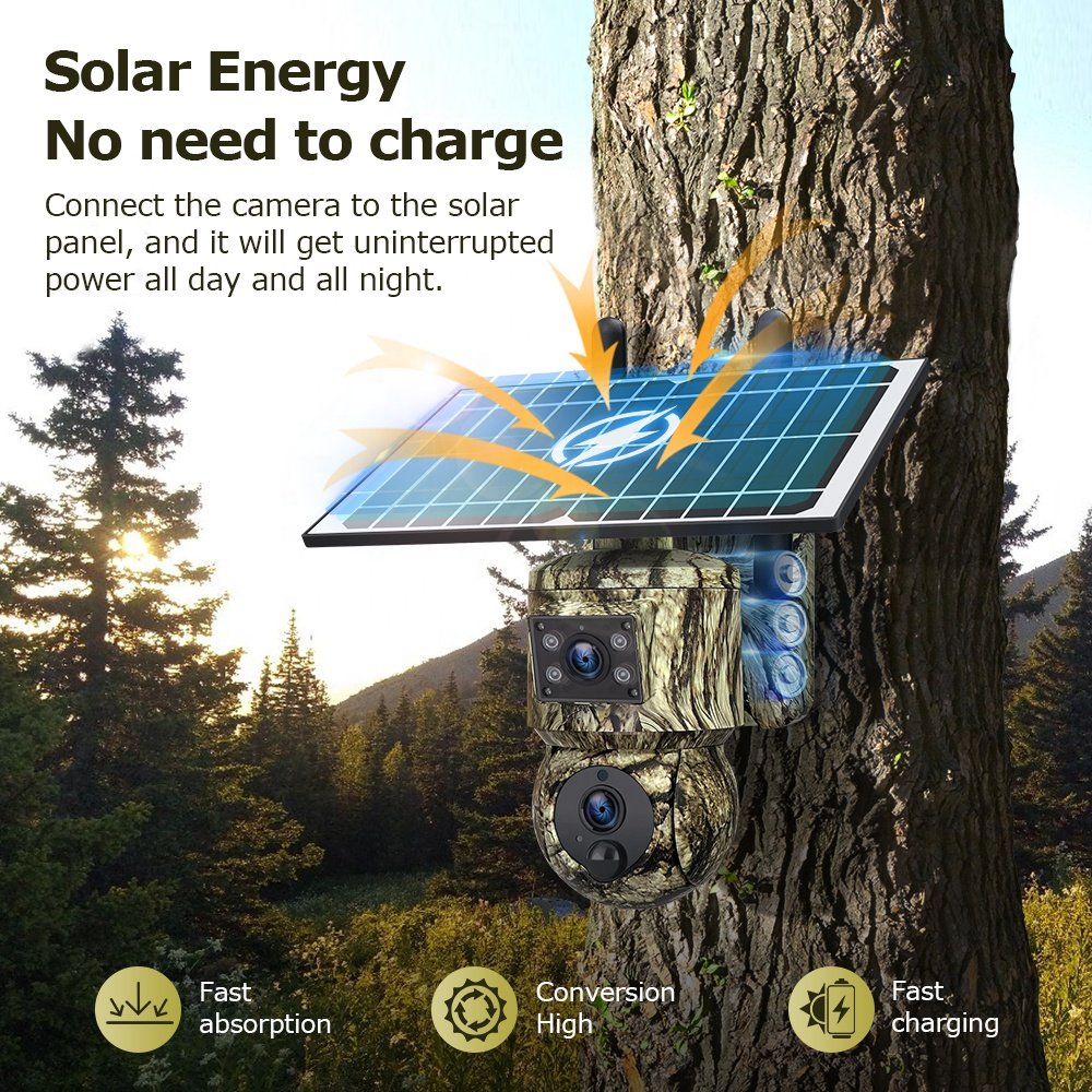 Ubox 6mp 4g Hunting Trali Solar Camera Wifi Outdoor Waterproof Pir Human Detecton With Battery Solar Panel Cctv Camera