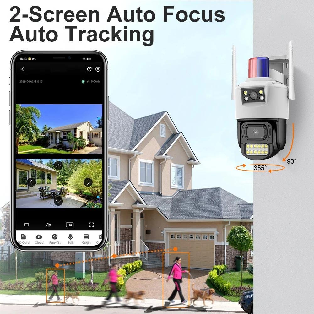 V380 PRO 4MP Dual Lens Camera Human Motion Detection Alarm Outdoor Wifi Ptz Cctv IP Network Sim Card 4G Security Camera