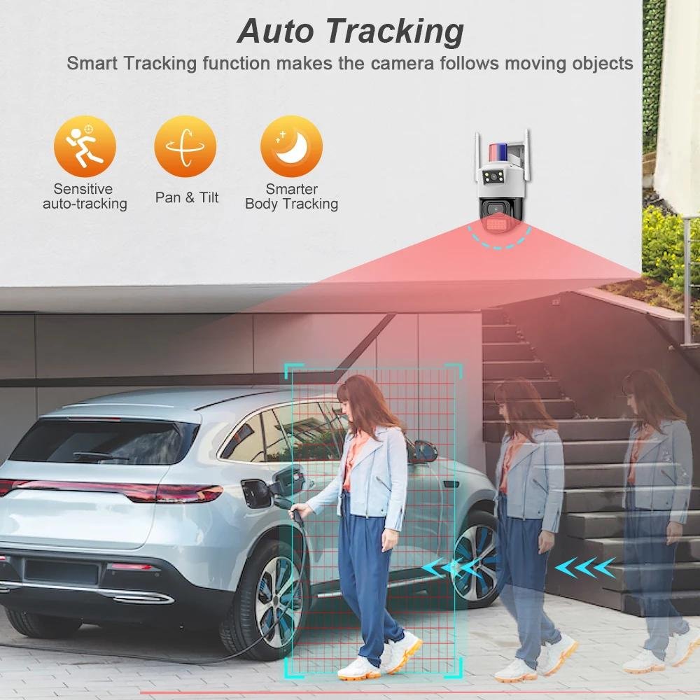 V380 PRO 4MP Dual Lens Camera Human Motion Detection Alarm Outdoor Wifi Ptz Cctv IP Network Sim Card 4G Security Camera