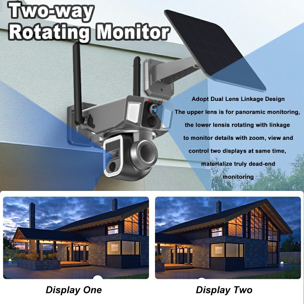 4G PTZ Wireless Solar Battery Network Camera 3 Lens 12MP High Resolution 10X Optical