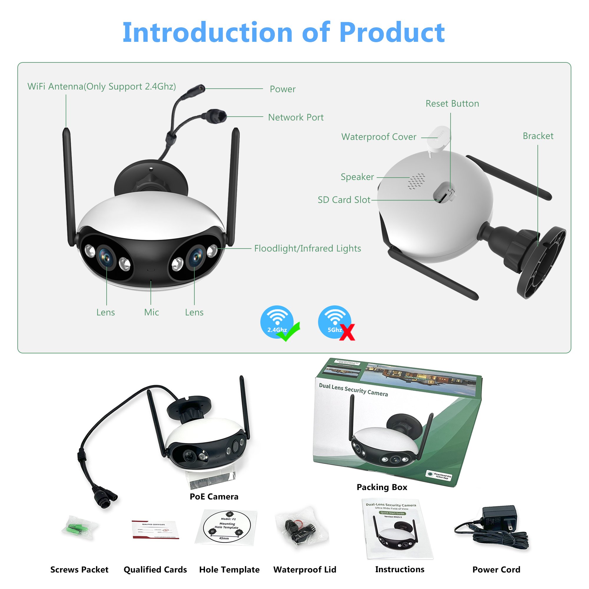 FansuTi Poe Dual Lens Icsee 4MP 8X Zoom Wifi Security Camera Audio Night Vision Waterproof Xmeye Wireless Network Camera
