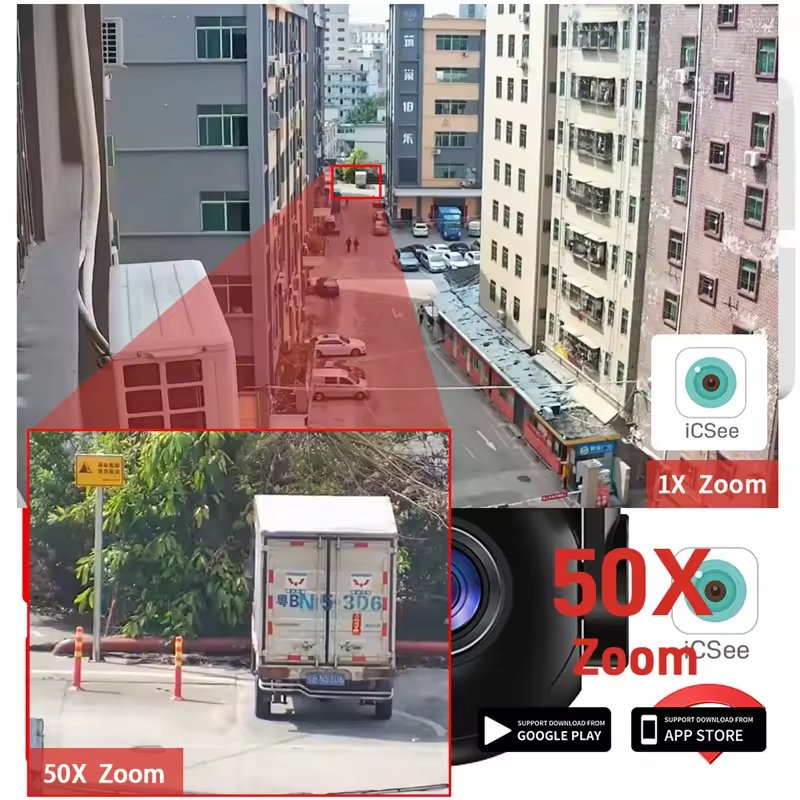 5MP PTZ Camera 360 degree 4.7-94mm Motorized 50x Zoom IP network camera audio Night Vision Human detection ICSEE APP