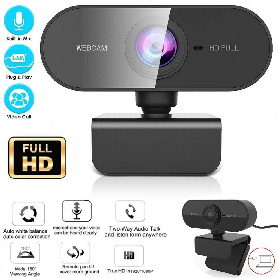 1080P Full HD Mini Webcam with microphone,Laptop desktop computer USB Web Cam Camera Gamer Live video call conference Streaming