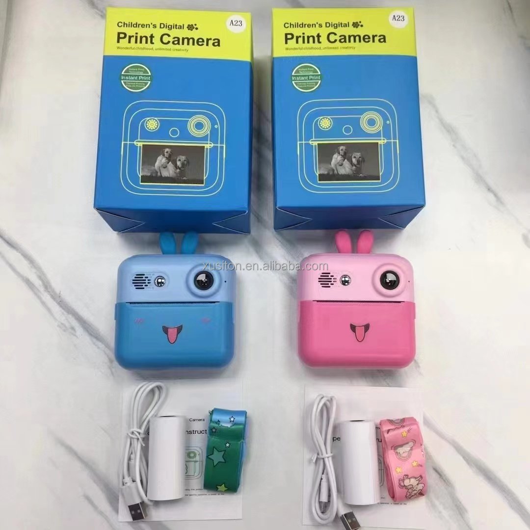OEM A23 portable cartoon toy Children's Digital instant camera print 2400W 720p HD 2.4" take photos mini cameras for Kid gift