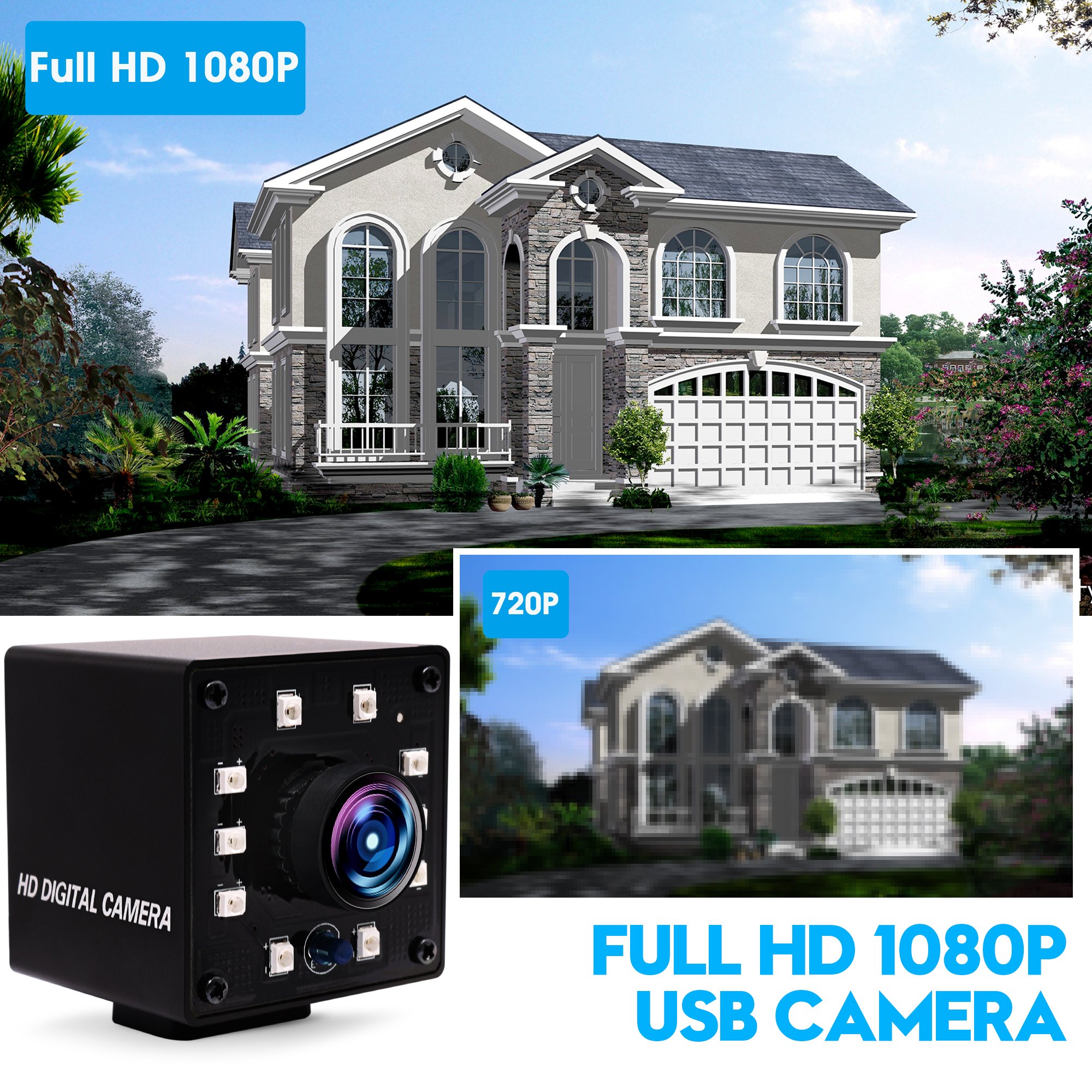 ELP 2MP IR Infrared Webcam OV2710 High Speed 100fps HD 1080P Night Vision USB Mini Camera with IR LEDs for Video Surveillance