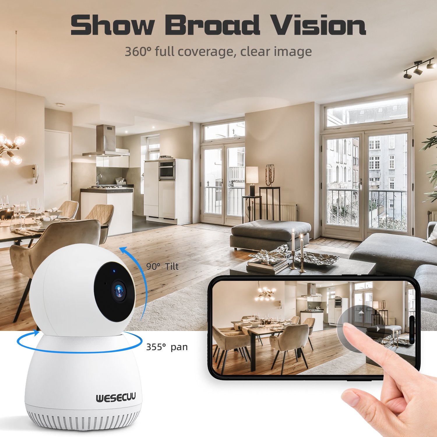 WESECUU 2MP PTZ WIFI baby cameras indoor 1080P de seguridad CCTV Pet Camera for Home Security cameras