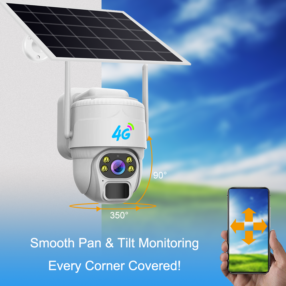 Yida V380 5MP Solar-Powered CCTV Security HD outdoor 4G Wireless Camera 360 viewing PTZ Night vision Humanoid detection Camera