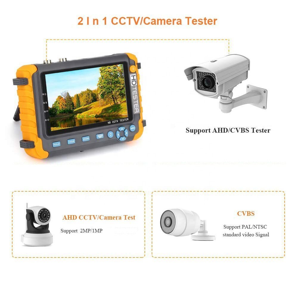 5 inch 8MP Portable CCTV Mini monitor cameras tester AHD CVBS tester H D VGA R485 video HD analog video camera tester Pro