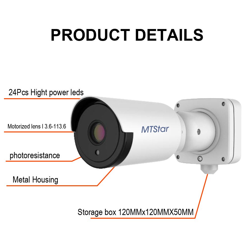 Super HD 4k Super WDR 120DB Starlight sony IMX334 sensor motorized Zoom 8MP AHD/SDI Security Camera with junction box