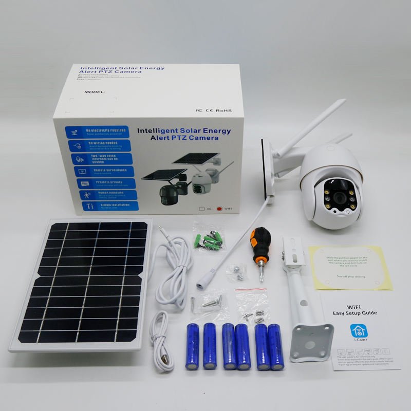 Night Vision WiFi Solar CCTV PTZ Camera Outdoor iCSee 1080P Wireless Solar Security WiFi Battery Power Network Camera