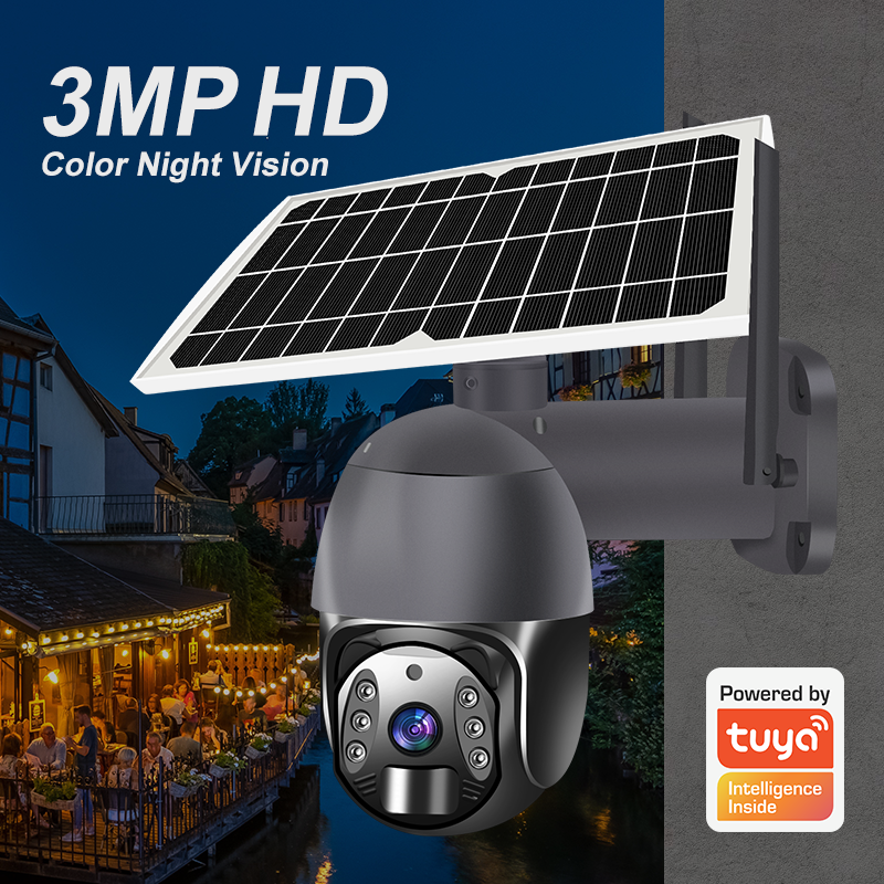 WiFi Security Camera With Battery Backup Waterproof Outdoor Auto Tracking Network High Speed Dome Camera Color Night Vision