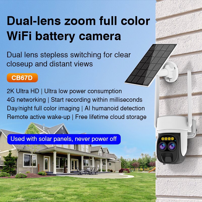 CB67D Vietnam Wholesale OKAM PRO 6MP Outdoor Security PTZ Wifi Camera Dual Lens Home Speed Dome CCTV IP 4G Solar Powered Network