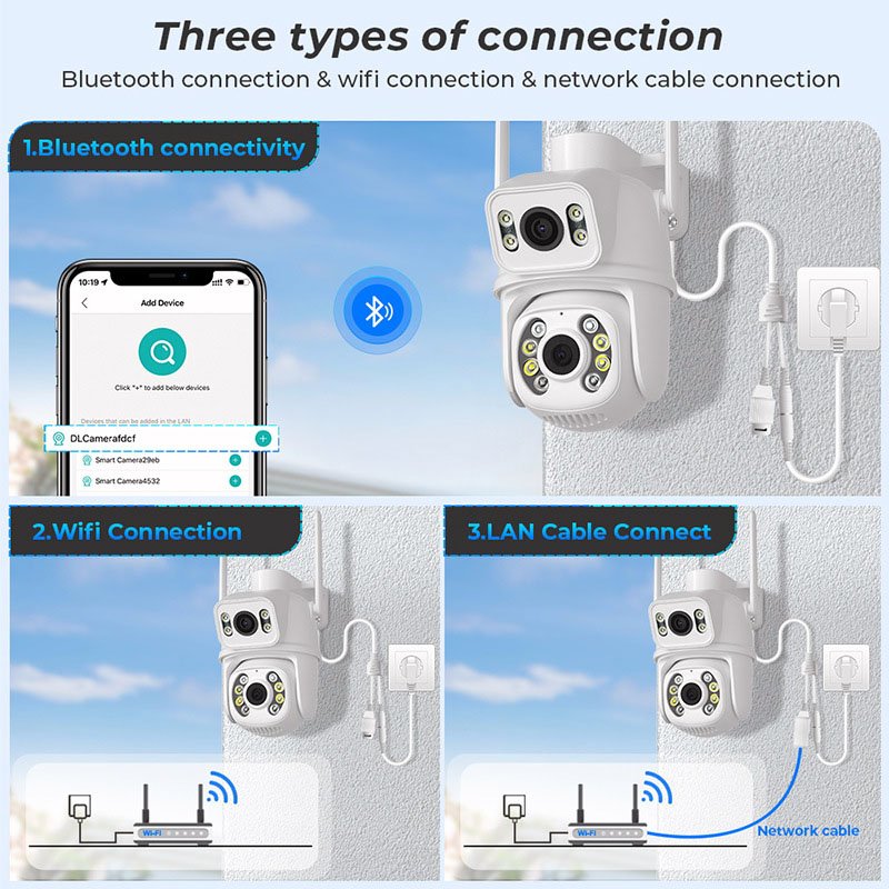 4mp 6mp 8mp outdoor dual lens CCTV wifi security waterproof PTZ auto tracking security IP camera color night vision