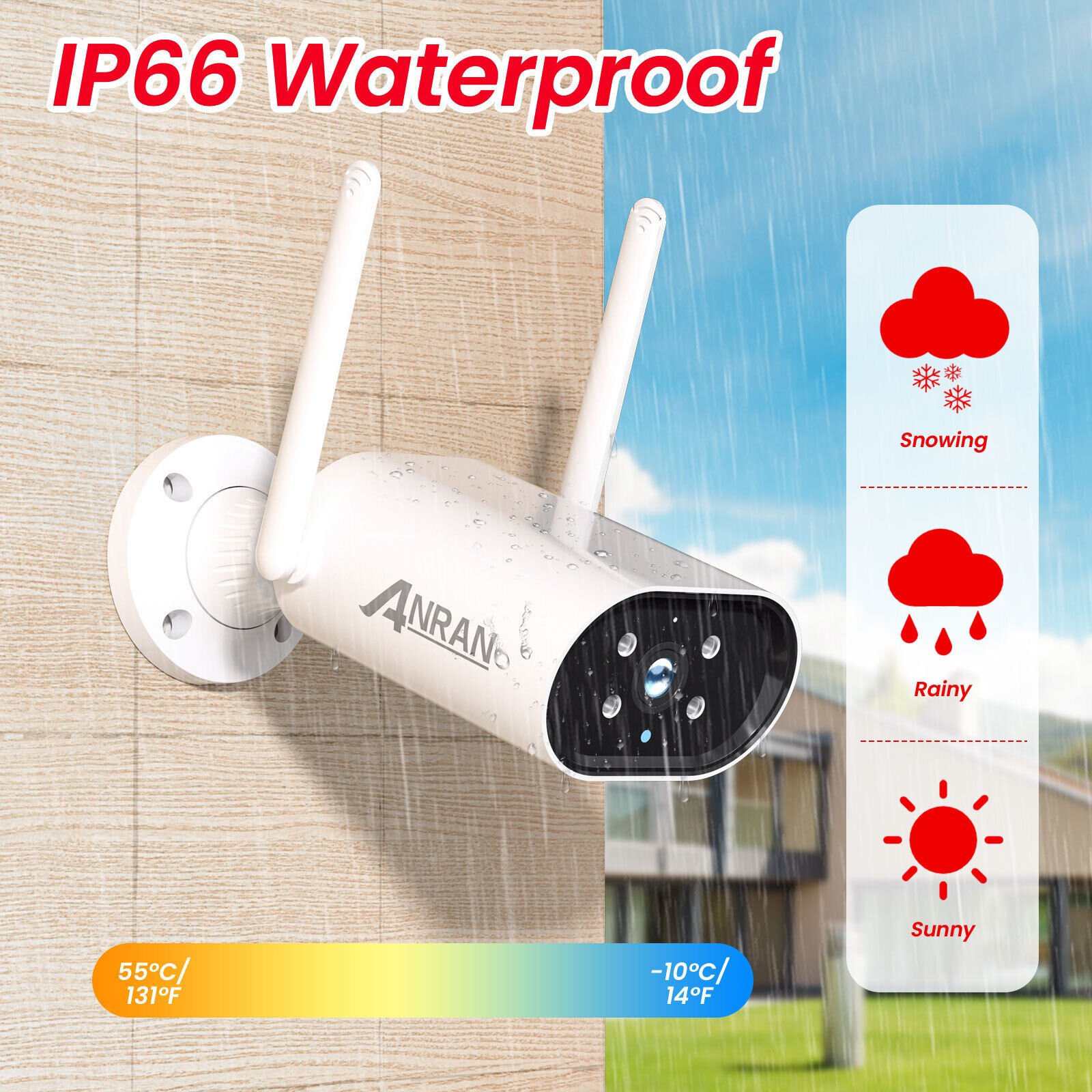Anran Outdoor 3MP 2K Motion Detection 2 Way Audio Bullet Home Security ip Wifi Wireless Network Camera