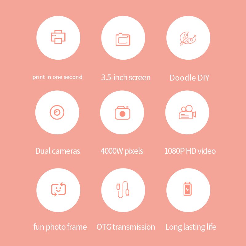 Hot Children's Print Camera Toys 1080P HD Mini Instant Paper Camera Photo Gifts Digital Kids Instant Selfie Printing Camera