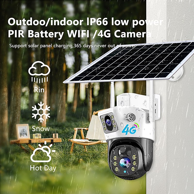 V380 Pro Outdoor 4G Solar Security Camera Wireless Wifi CMOS Night Vision PTZ Camera For Home Use