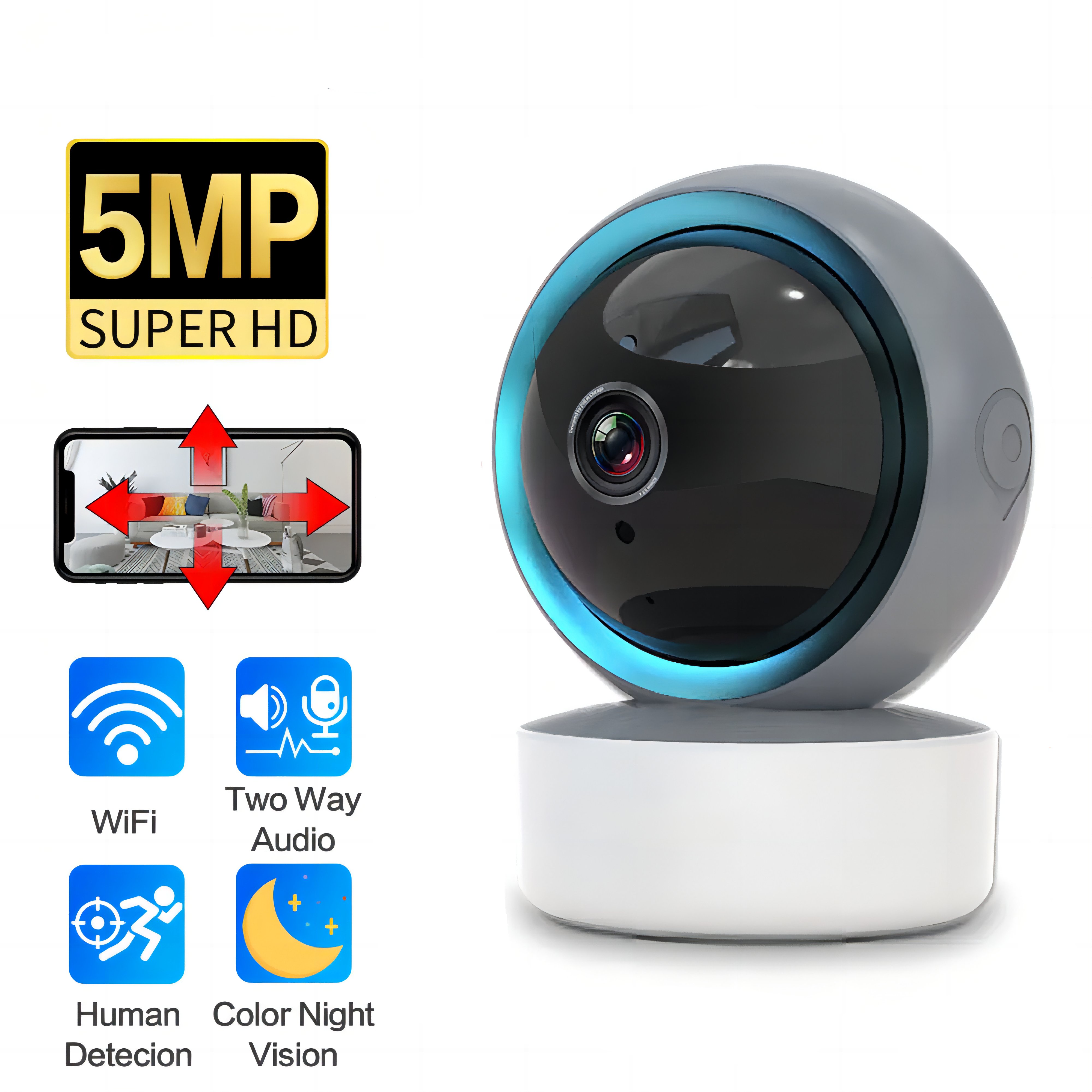 SUNISEE APP 5MP 2.4G Wifi Mini Indoor Monitor Baby Camera Wireless PTZ Motion detection Clear Night Vision Security Camera