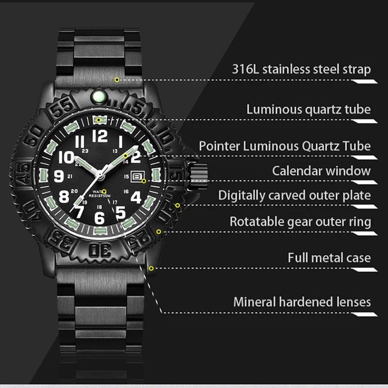 Classic High Quality Wrist Watch Men Luminous Hands Dial Analog Display Quartz Movement Alloy Band Dropshipping MOQ 1 with box