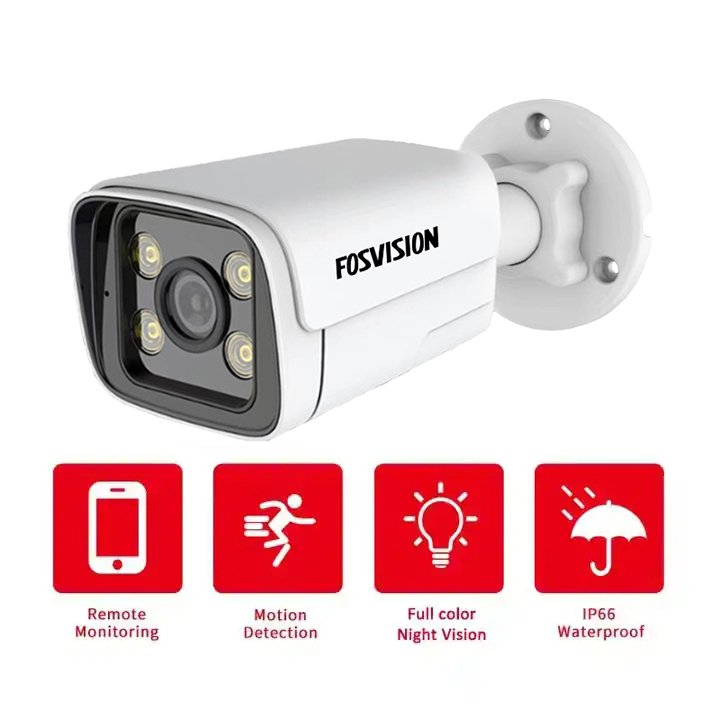 Fosvision 4MP 265 IP POE full color Night Vision Waterproof Metal Infrared Outdoor Bullet Network CCTV Security Camera