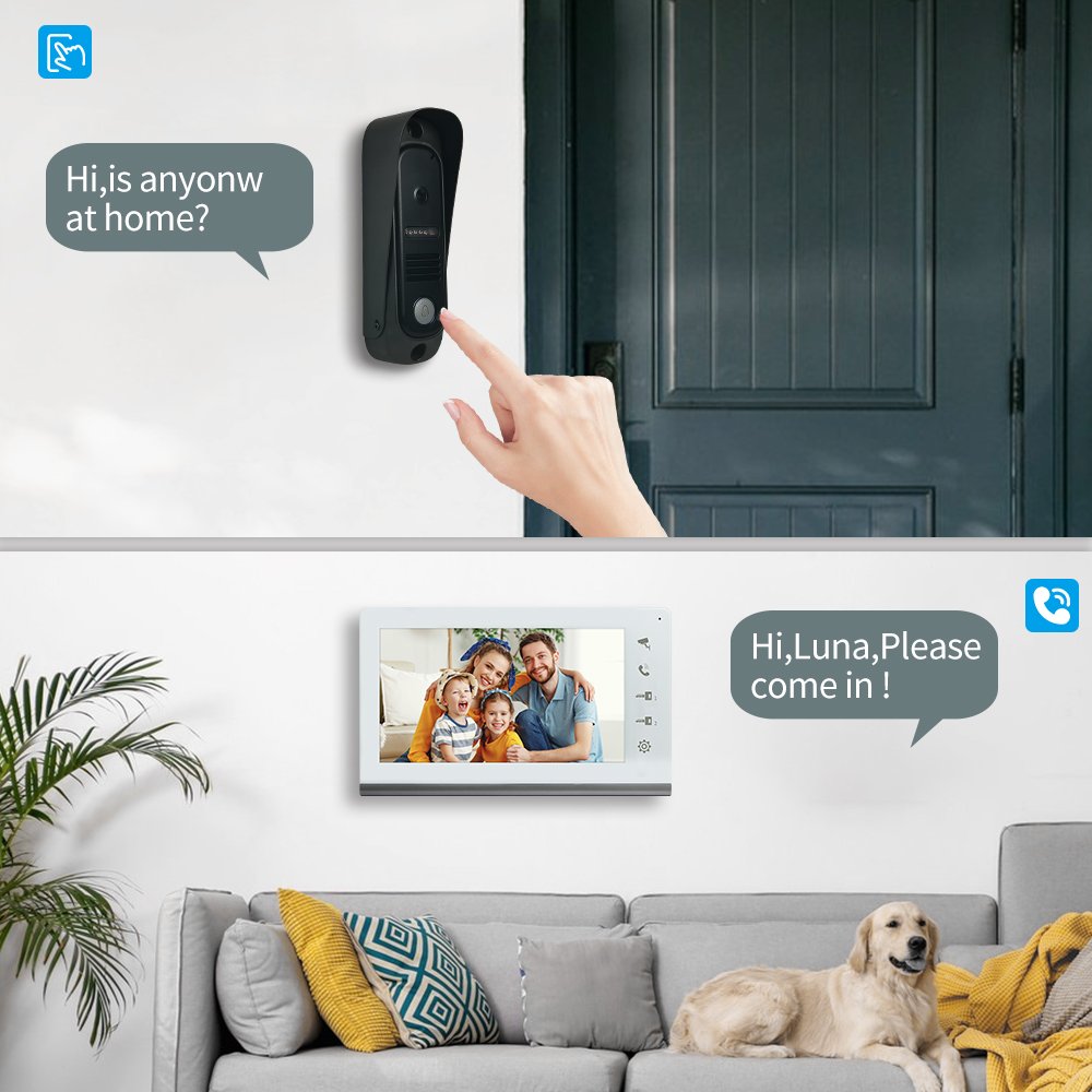 Multi-Kits Video Door Phone System 3pcs 7 Inch Screen and 2 Camera Doorbell Intercom Unlock Night Vision for Villa Apartment