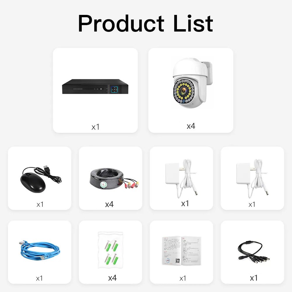 ANRAN 4CH Analog Camera 2MP 1080P Infrared Night Vision Dvr Kit Video 360 Degree PTZ AHD Surveillance Camera Systems