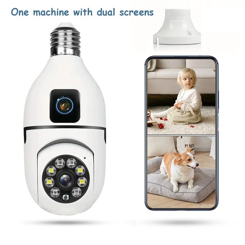 Dual-lens Cameras Smart 4mp Wireless Wifi Light Bulb Camera 360 Surveillance Security Ip Indoor Dual Lens E27 Bulb Cctv Camera