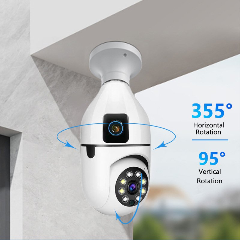 Dual-lens Cameras Smart 4mp Wireless Wifi Light Bulb Camera 360 Surveillance Security Ip Indoor Dual Lens E27 Bulb Cctv Camera