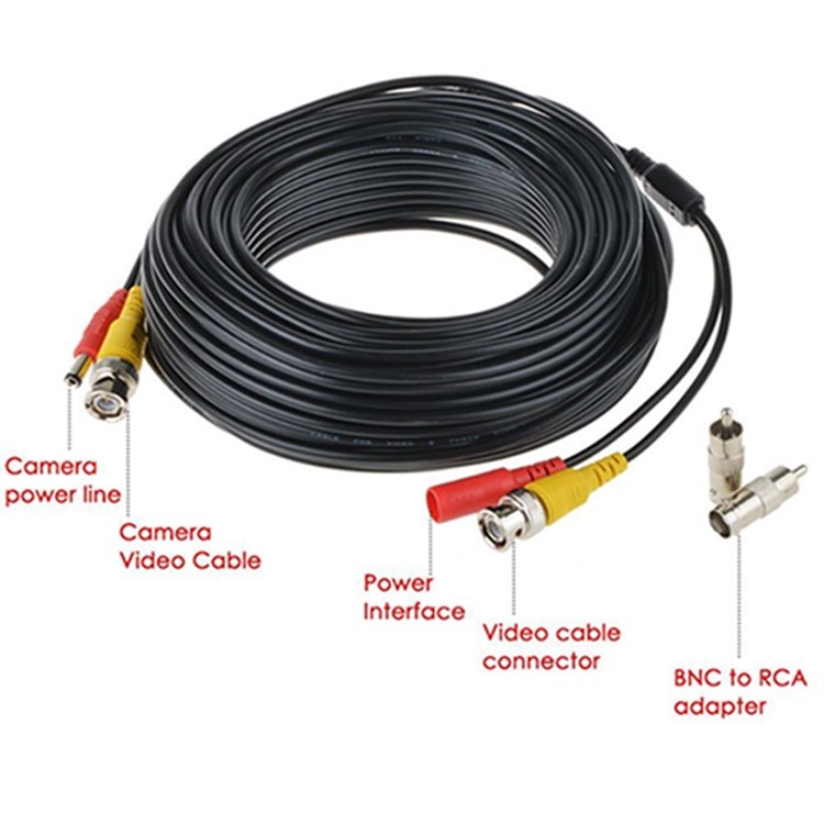 40m Wholesale CCTV Coaxial BNC+DC Power Cable 5m 10m 20m 30m 40m 50m for Analog Cameras