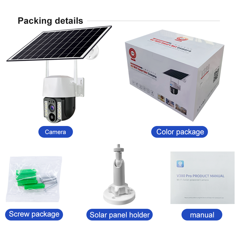 AOV Solar CCTV Security Camera IP 4G SIM Card 2MP 4MP WIFI Wireless Outdoor Night Vision Full Color Network PTZ Camera