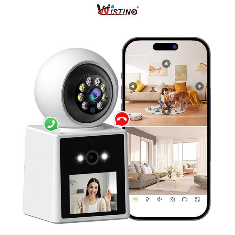 Wistino indoor ip dome camera 6mp dual lens video call motion detection house camera wifi