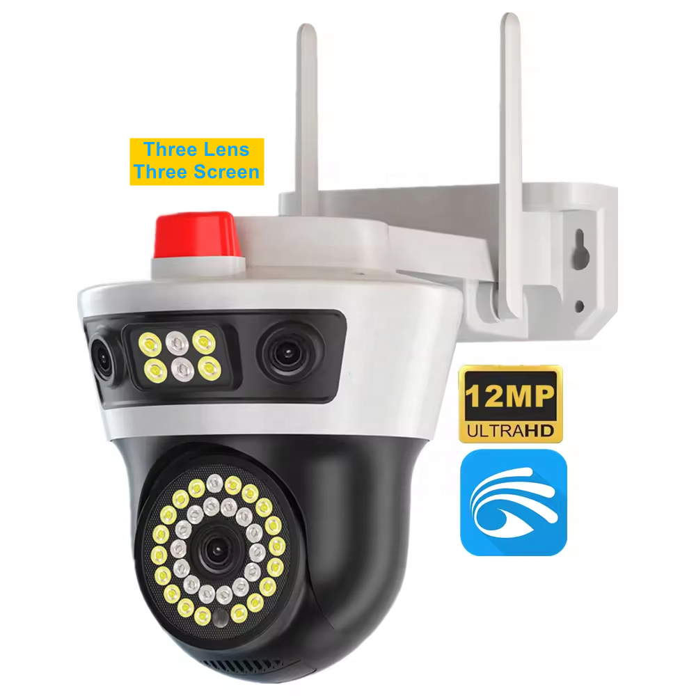 Yoosee Outdoor Three Lens Network 12MP PTZ Security Cameras 360 Ai Motion Detection PTZ Home WiFi IP Surveillance Bullet Camera