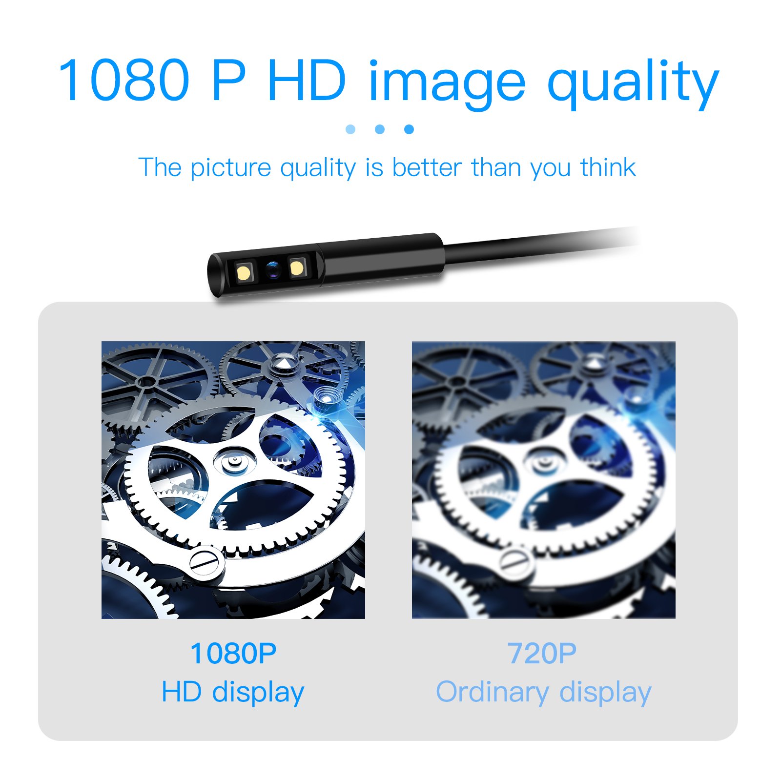 In Stock P100 5m Portable 2.0mp Waterproof Inspection Borescope Camera 2.4 Inch Hd 1080p Hd Tft Ips Screen Endoscope