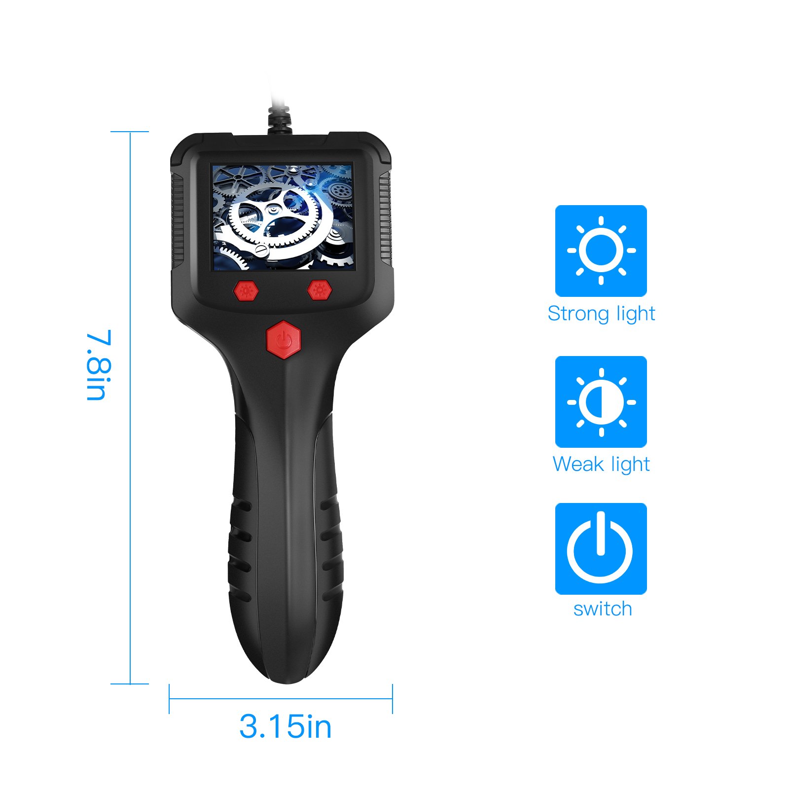 In Stock P100 5m Portable 2.0mp Waterproof Inspection Borescope Camera 2.4 Inch Hd 1080p Hd Tft Ips Screen Endoscope
