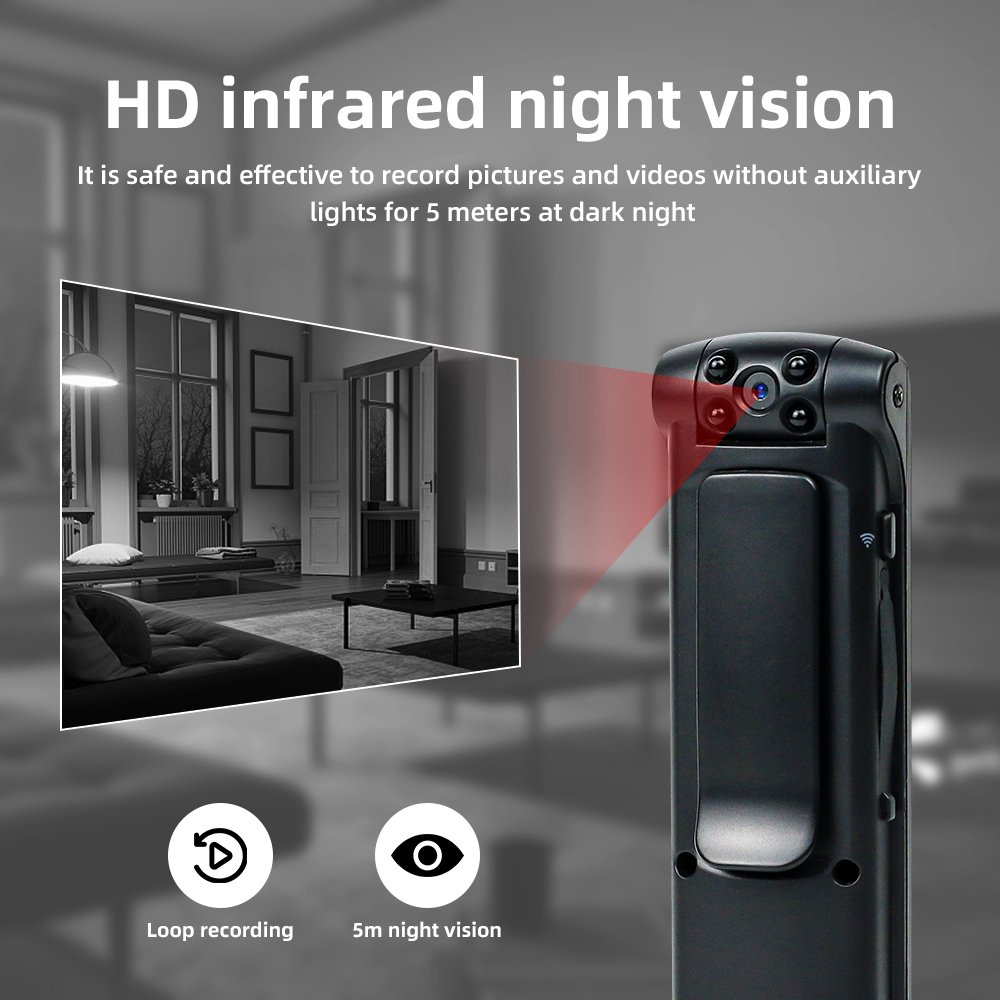 1080P HD Voice Recorder Infrared Night Vision Mini WIFi DV Pocket Action Camera Back Clip Conference Camera