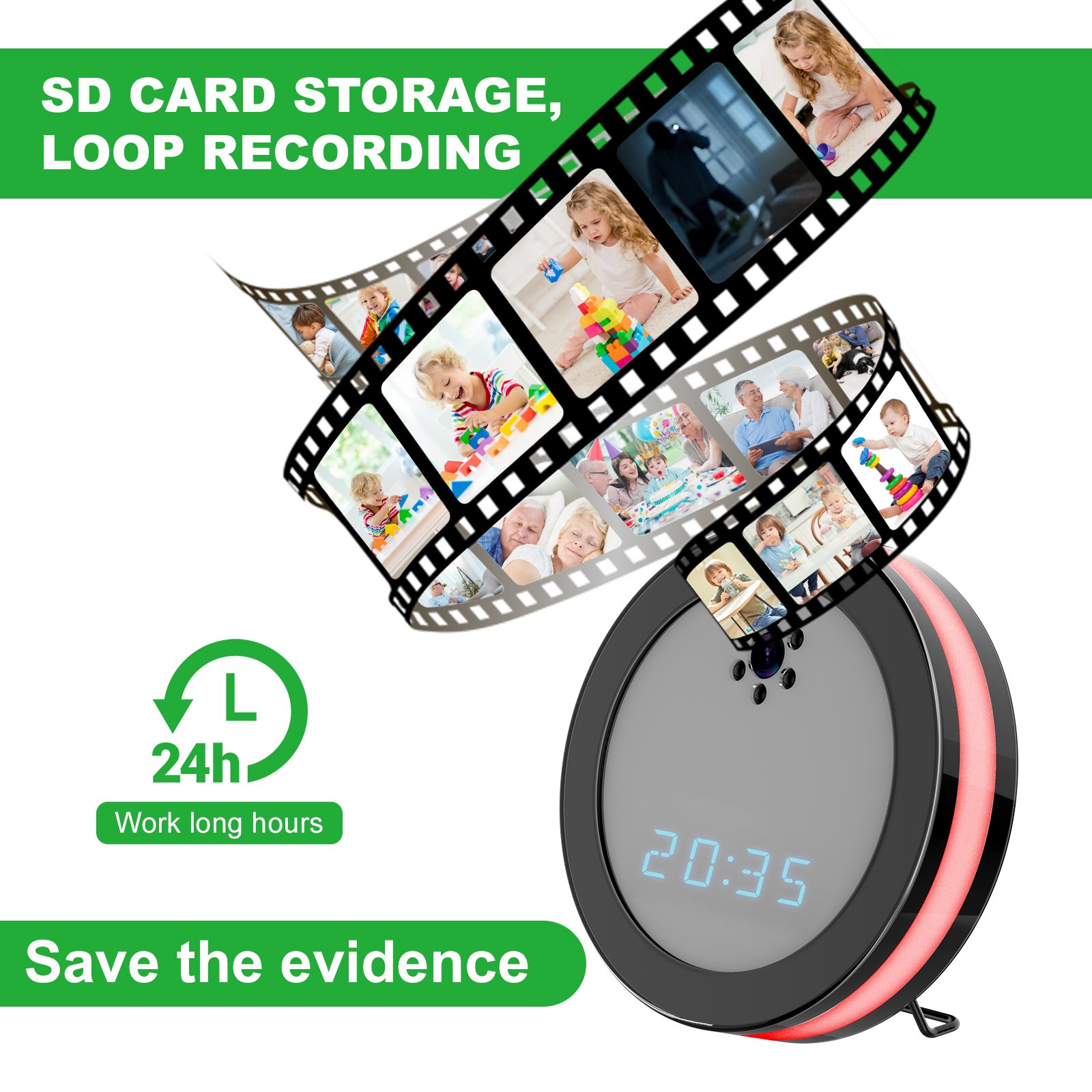 CCTV camera HD1080P resolution night vision Nanny clock