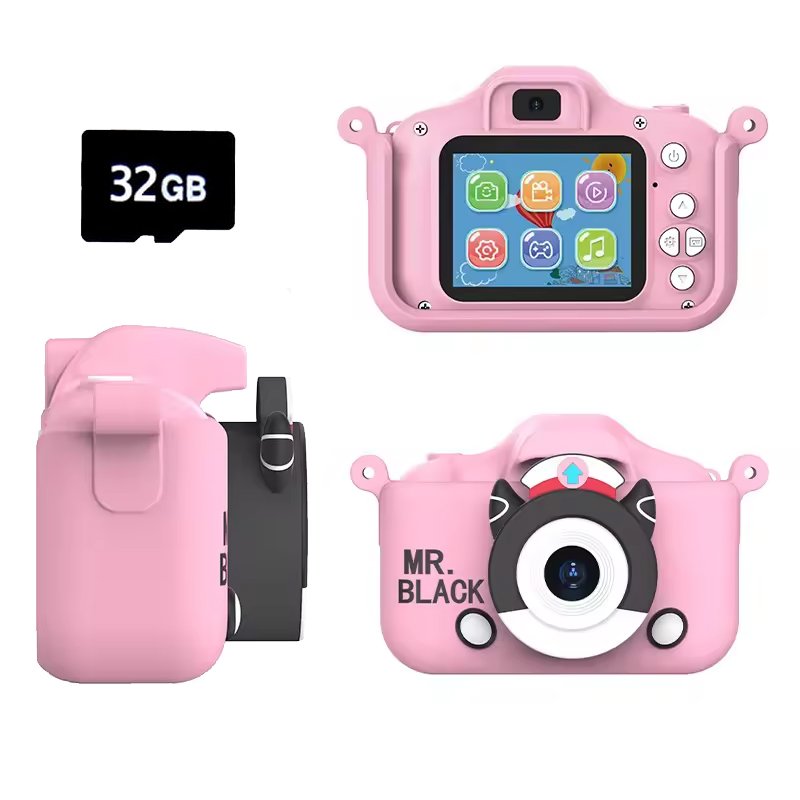 X7S Mini Kids Camera 1080P Mr Black Cartoon Children's Toy Selfie Digital Camera Birthday Gift Kid Camera