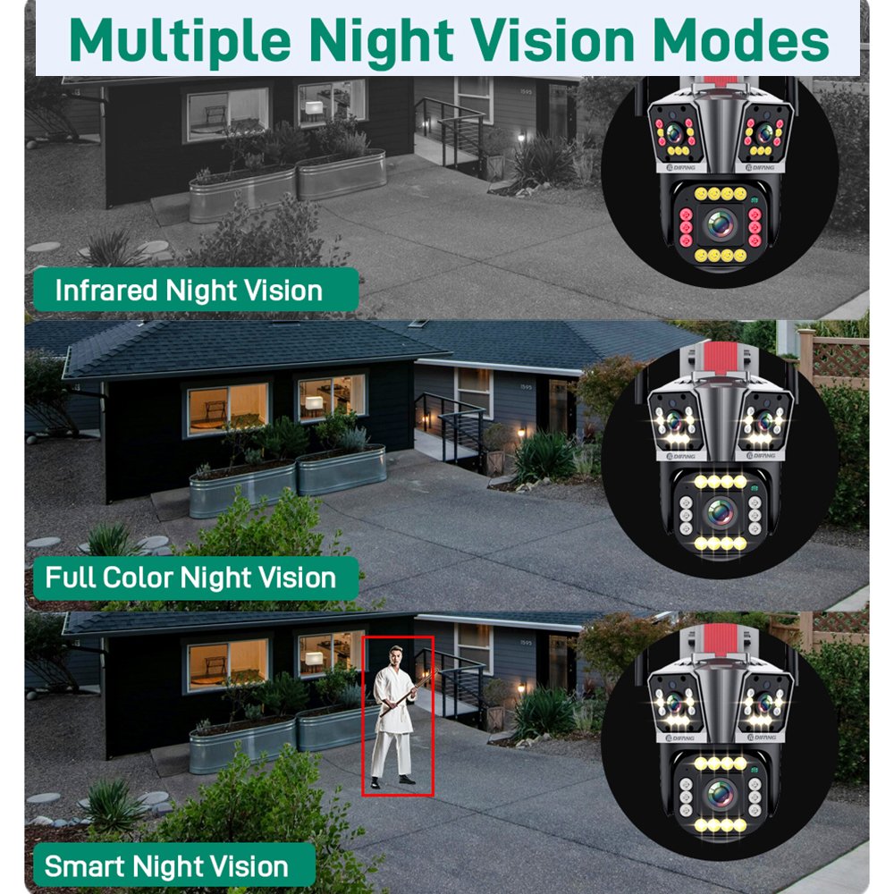 8MP Outdoor Wireless Surveillance WIFI Security Camera System IP Network Camera PTZ Three Lens 4K CCTV camera
