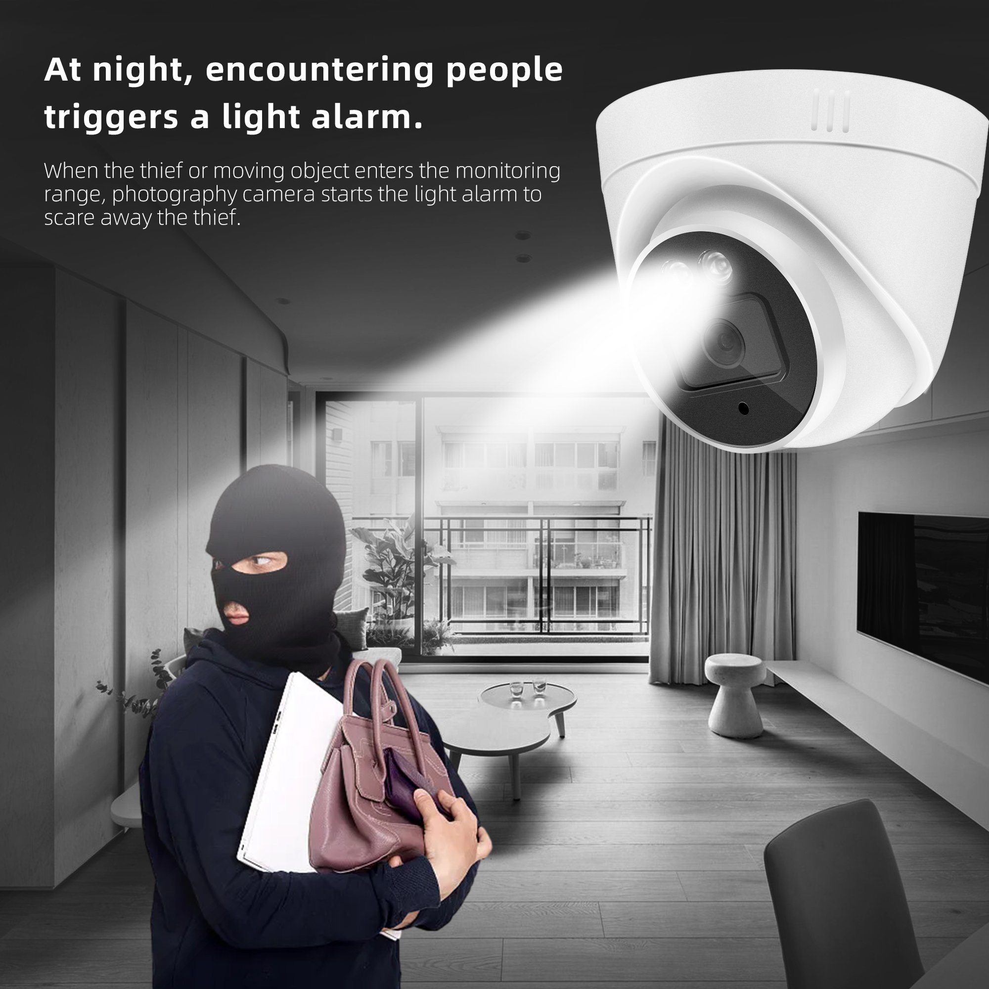 Seetong Indoor HD CCTV POE IP Dome Camera Dual light Night Vision Network Camara P2P Wired 5MP 4MP Smart Security CC Camera