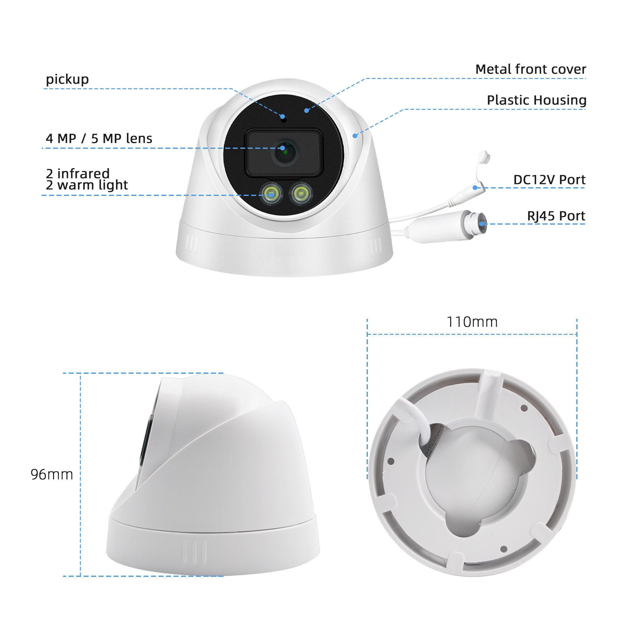 Seetong Indoor HD CCTV POE IP Dome Camera Dual light Night Vision Network Camara P2P Wired 5MP 4MP Smart Security CC Camera