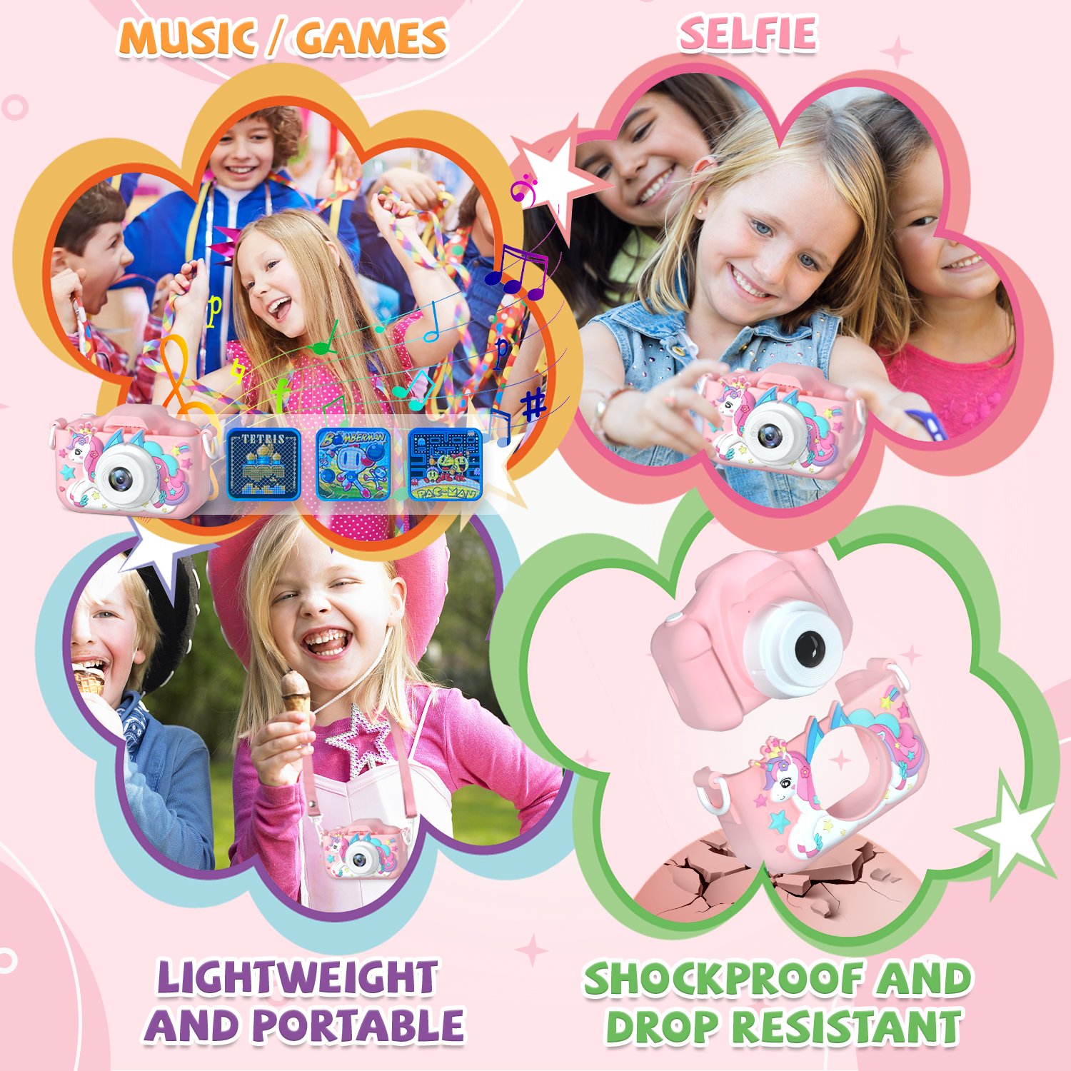 Cartoon Selfie 300000 Pixels 2.0 Inch IPS Screen children's kids mini digital photo video camera for kid toys Birthday Gift