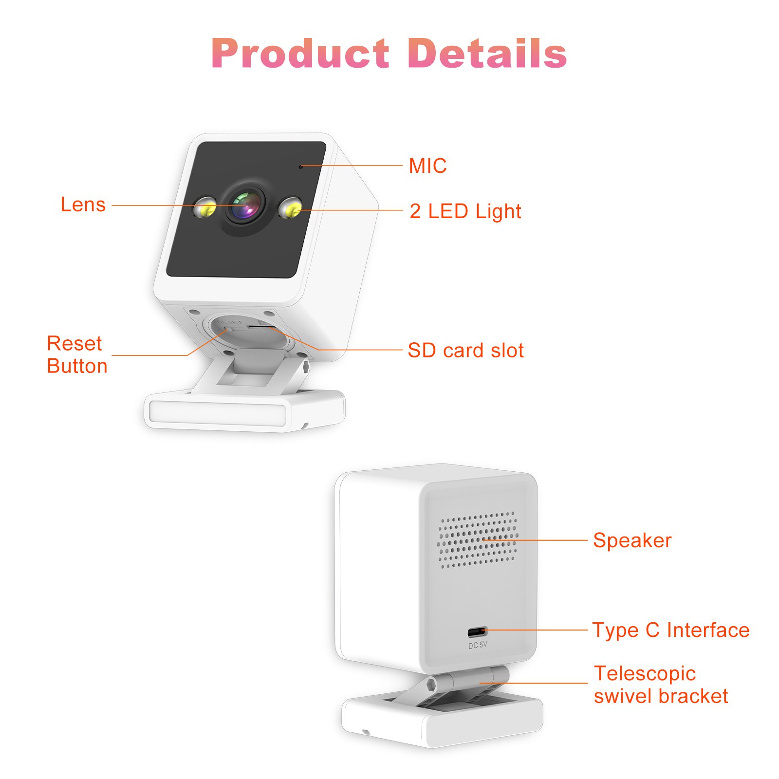 Most Popular 1080P Mini Camera Night Vision Cam with Color Night Vision HD Indoor Camera with Two Way Audio Wifi Camera