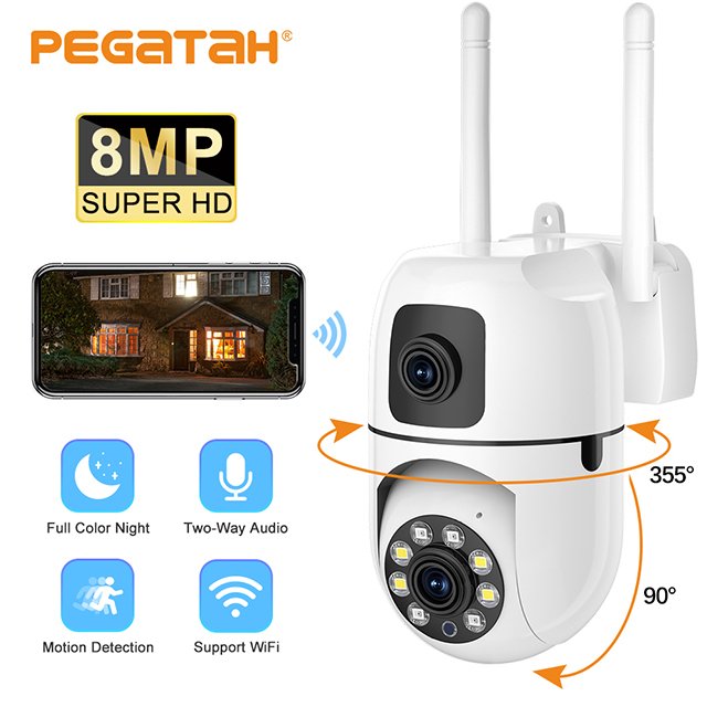 YI LOT 4MP Dual Lens Outdoor Network Camera PTZ WIFI with AI Human Tracking Wireless Voice Alarm for Smart Home Surveillance