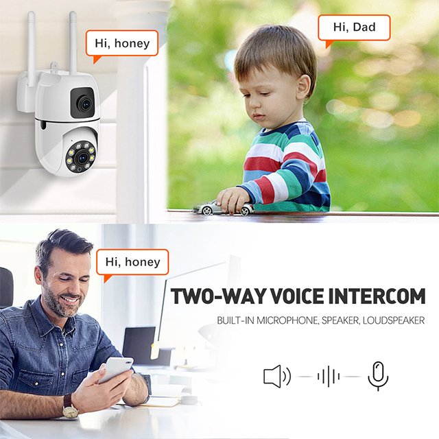 YI LOT 4MP Dual Lens Outdoor Network Camera PTZ WIFI with AI Human Tracking Wireless Voice Alarm for Smart Home Surveillance