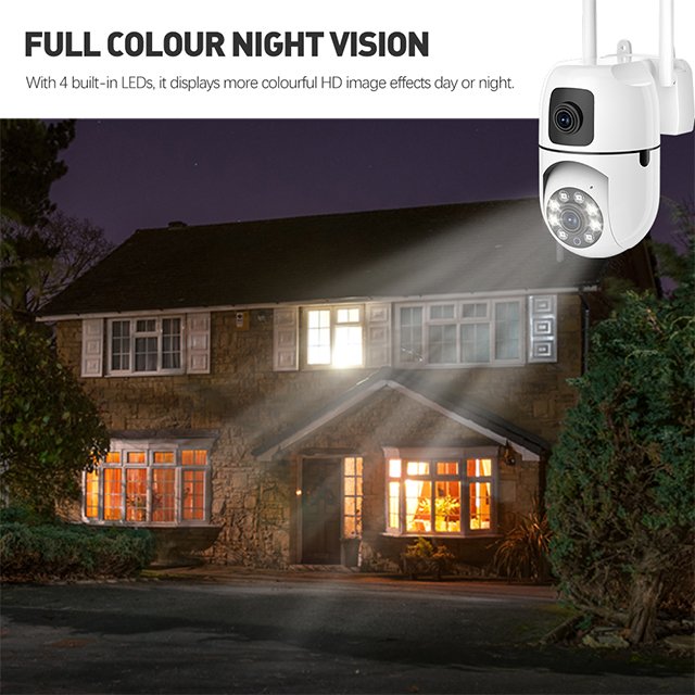 YI LOT 4MP Dual Lens Outdoor Network Camera PTZ WIFI with AI Human Tracking Wireless Voice Alarm for Smart Home Surveillance