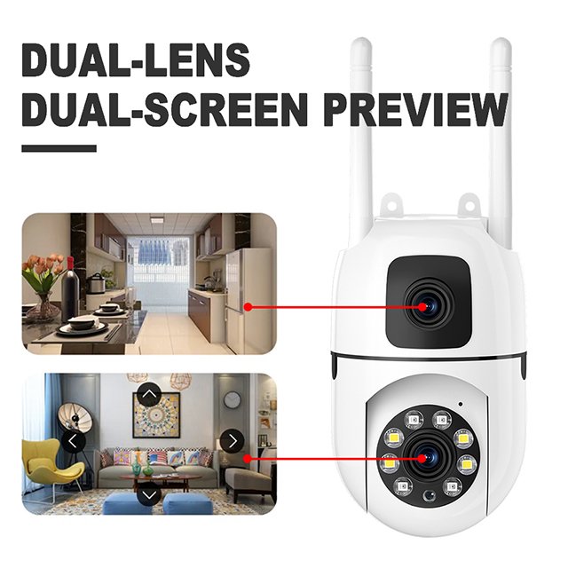 YI LOT 4MP Dual Lens Outdoor Network Camera PTZ WIFI with AI Human Tracking Wireless Voice Alarm for Smart Home Surveillance