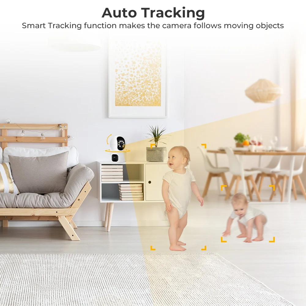 4Mp Mini Indoor Home Security Camera Ip Wifi Pan Tilt Baby Monitor AI Detection Colorful Night Vision CCTV Wireless Camera