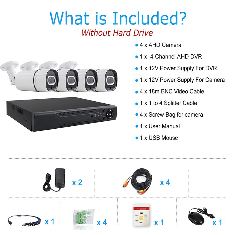 CCTV Security 8CH Audio Mic DVR Analog Camera set 5.0MP AHD KIT high quality motion detection IR mobile PC remote Factory Price