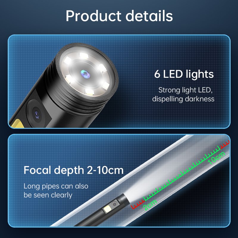 W300-B 3 in 1 Borescope Camera for IOS Android and Type-C plug for Pipeline and AUTO Inspection 7.9mm Industrial Endoscope