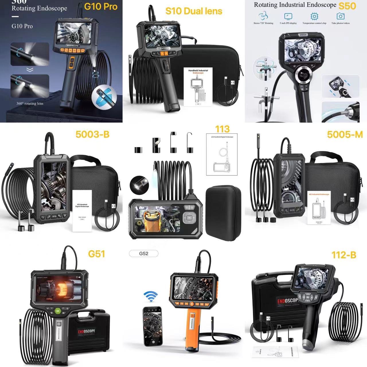 W300-B 3 in 1 Borescope Camera for IOS Android and Type-C plug for Pipeline and AUTO Inspection 7.9mm Industrial Endoscope